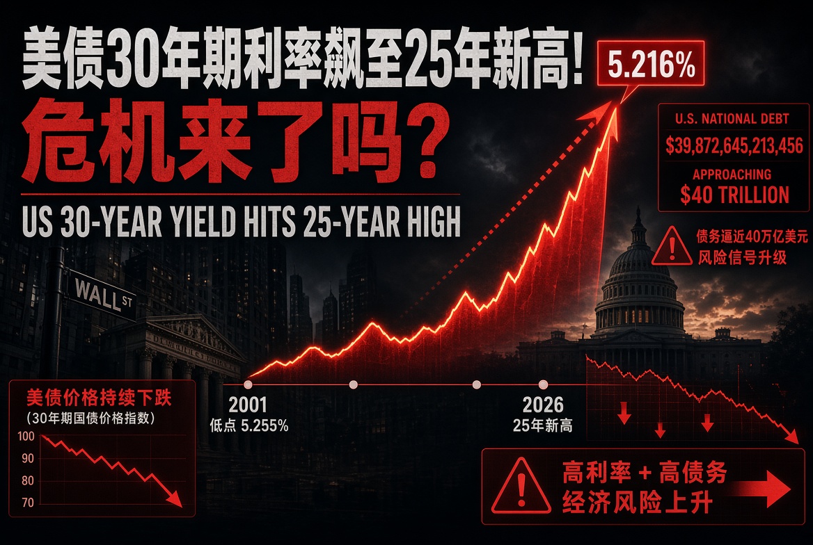 美债30年期利率飙至25年新高!需求疲软信号再现,危机真的来了吗?