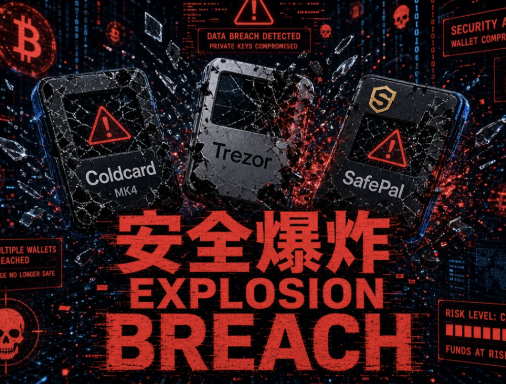 硬件钱包连环暴雷:Coldcard超1亿美元资金被盗,Trezor与SafePal数据泄露接连曝光