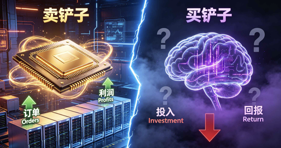 AI 概念股冰火两重天：卖铲子狂欢、买铲子回调